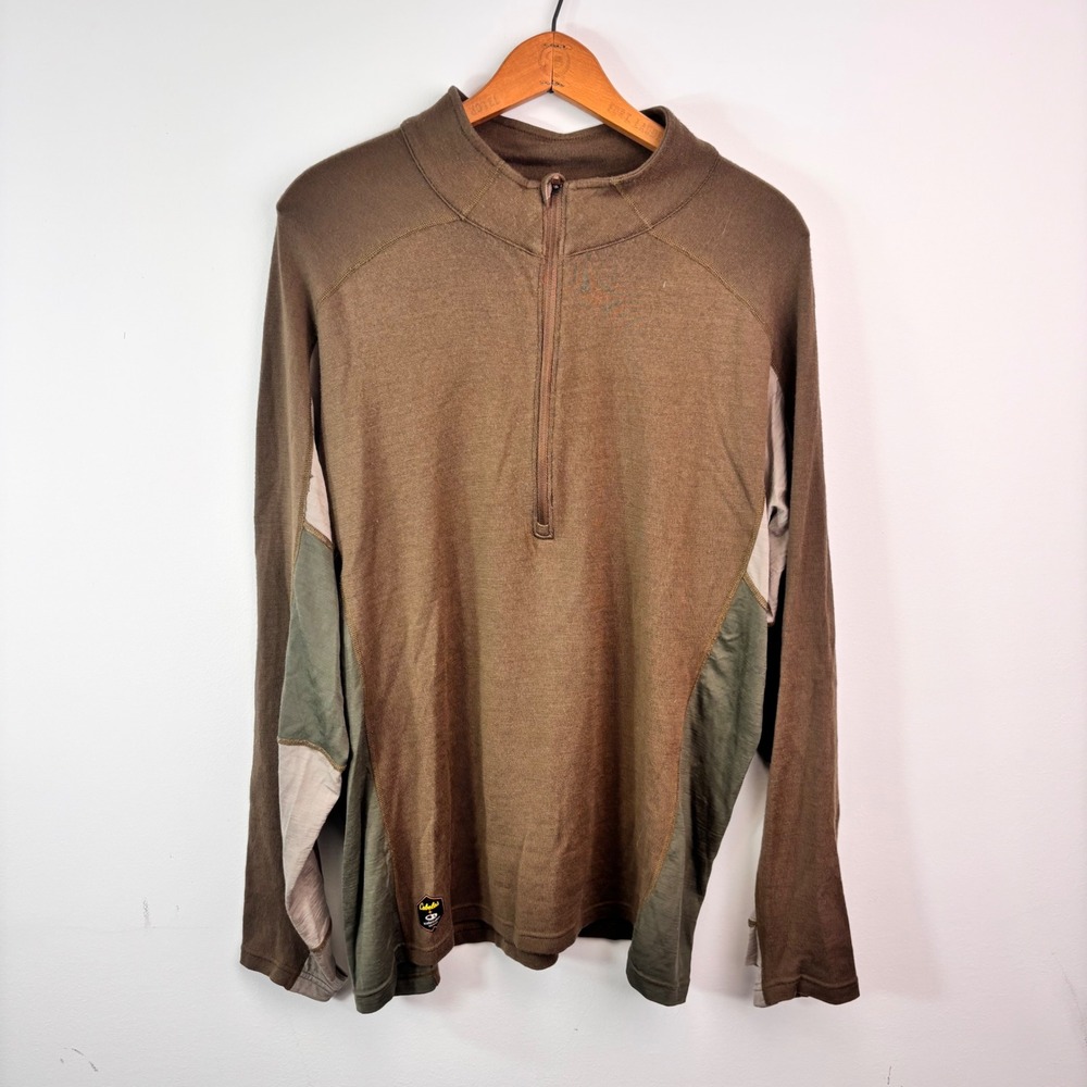 Cabela's x Icebreaker Merino Wool XL Half Zip Colorblock Hunting Base Layer
